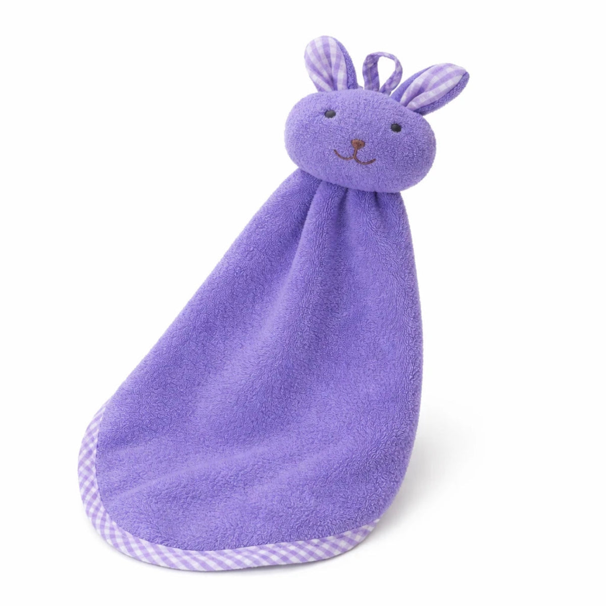 doudou bébé lapin violet en microfibre douce avec tête animal mignonne