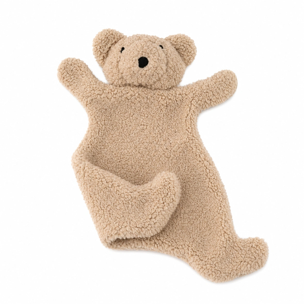 Doudou ours beige ultra doux en tissu sherpa pour nouveau-né.