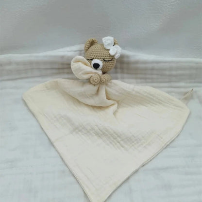 Doudou ourson crème en coton naturel, idéal pour le sommeil de bébé