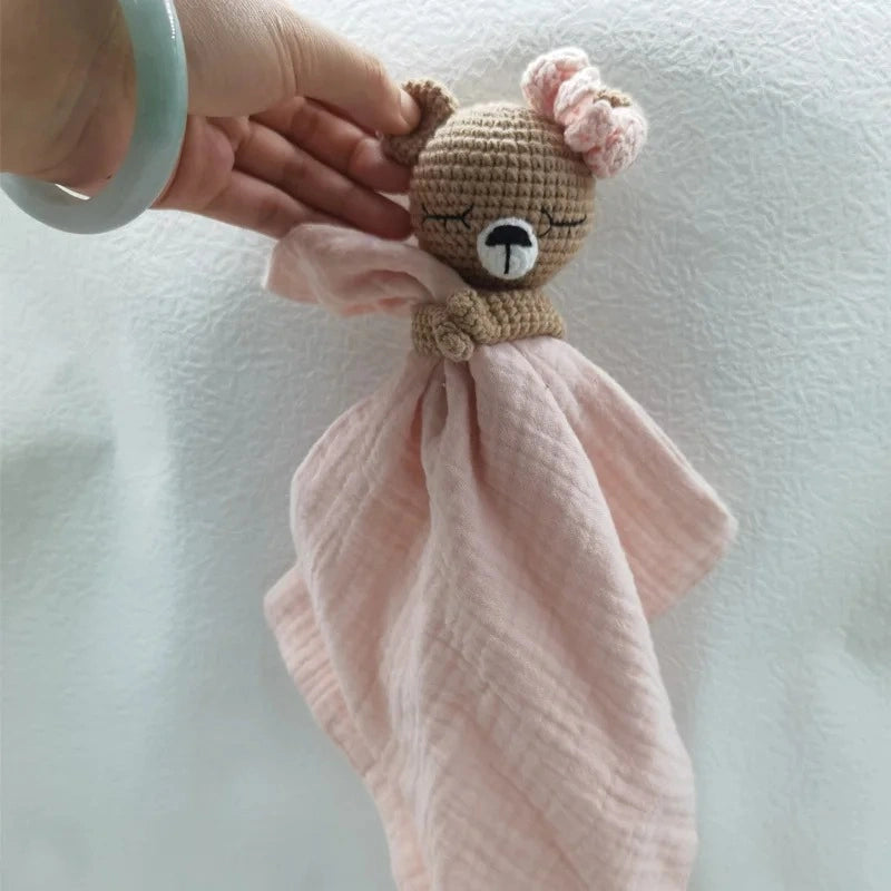 Doudou ourson rose en coton doux, compagnon apaisant pour bébé fille
