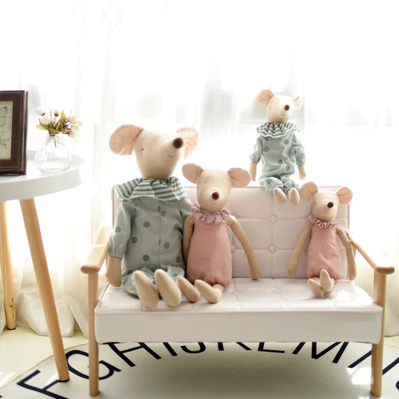 Doudou - souris en coton - Cigogne et bébé