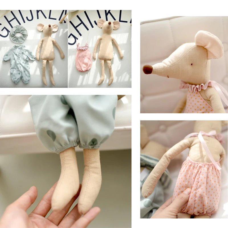 Doudou - souris en coton - Cigogne et bébé