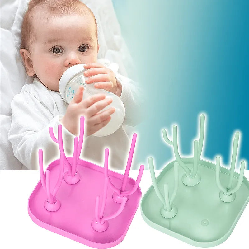 Égouttoir biberon coloré rose et vert pour cuisine pratique