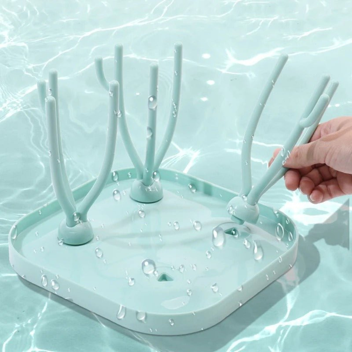 Égouttoir à biberons bébé vert avec branches amovibles faciles à nettoyer