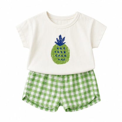 Ensemble bébé ananas avec t-shirt et short vert