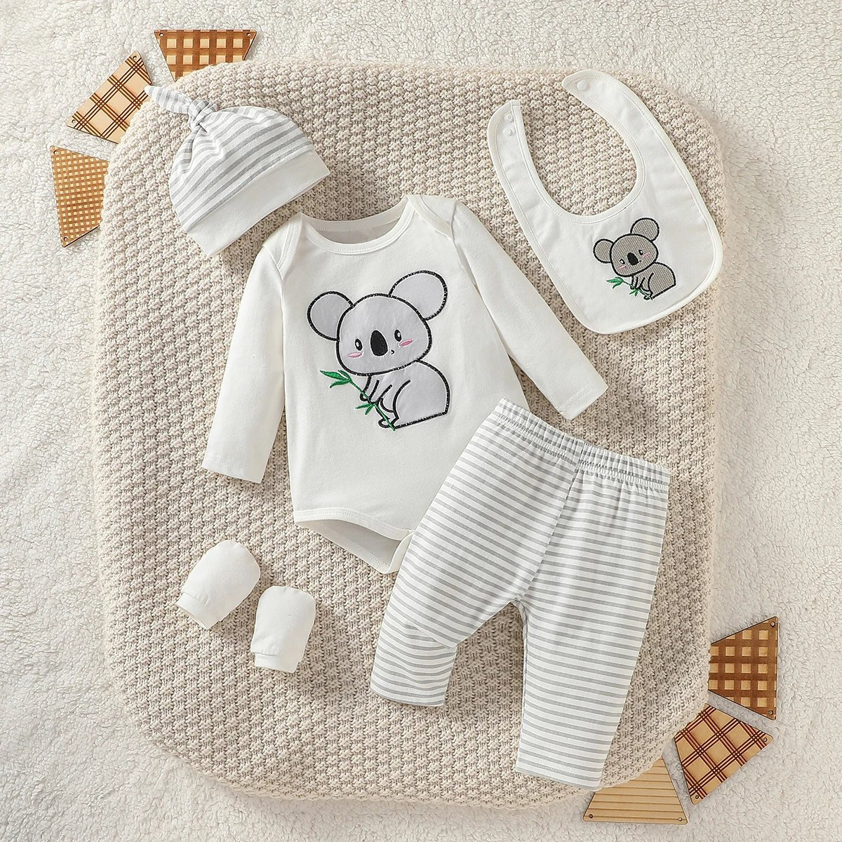 Ensemble bébé garçon - Cigogne et bébé