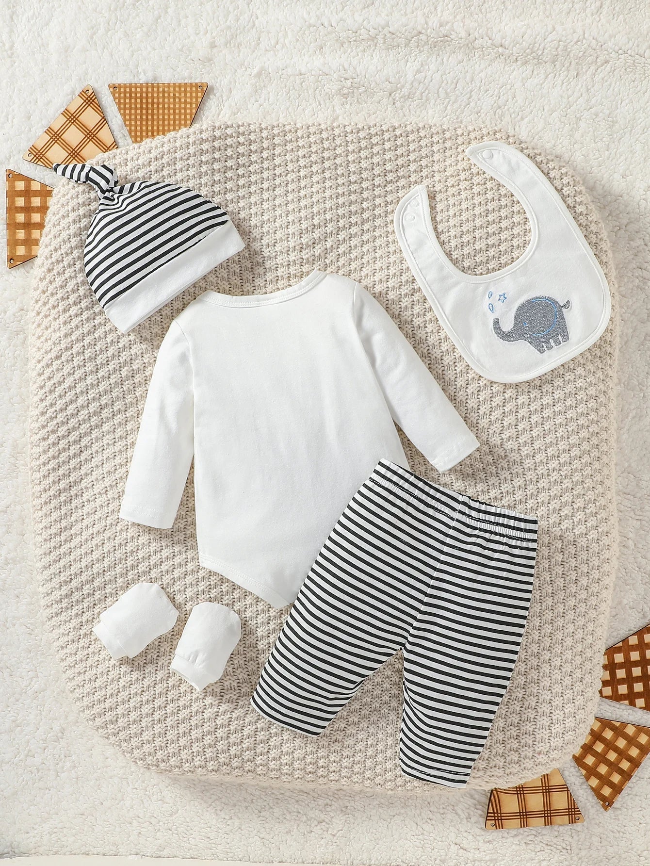 Ensemble bébé garçon - Cigogne et bébé