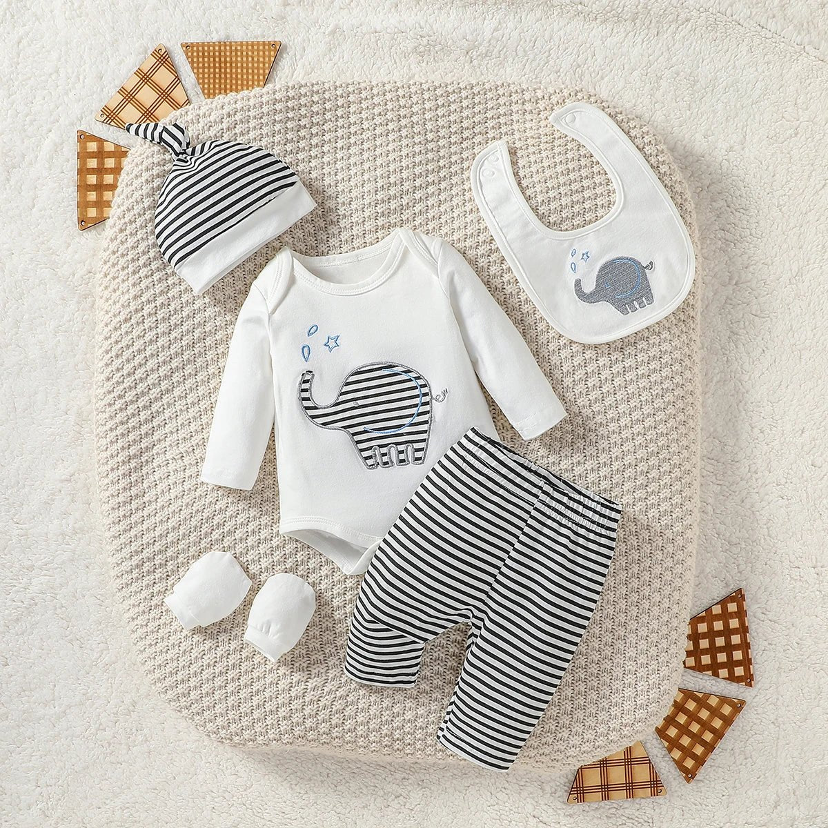 Ensemble bébé garçon - Cigogne et bébé