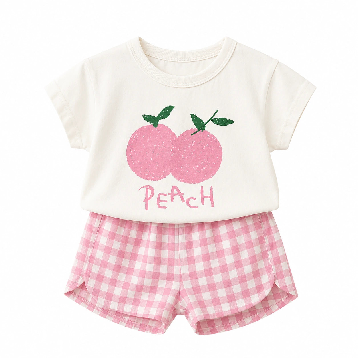 Ensemble bébé pêche avec t-shirt et short rose