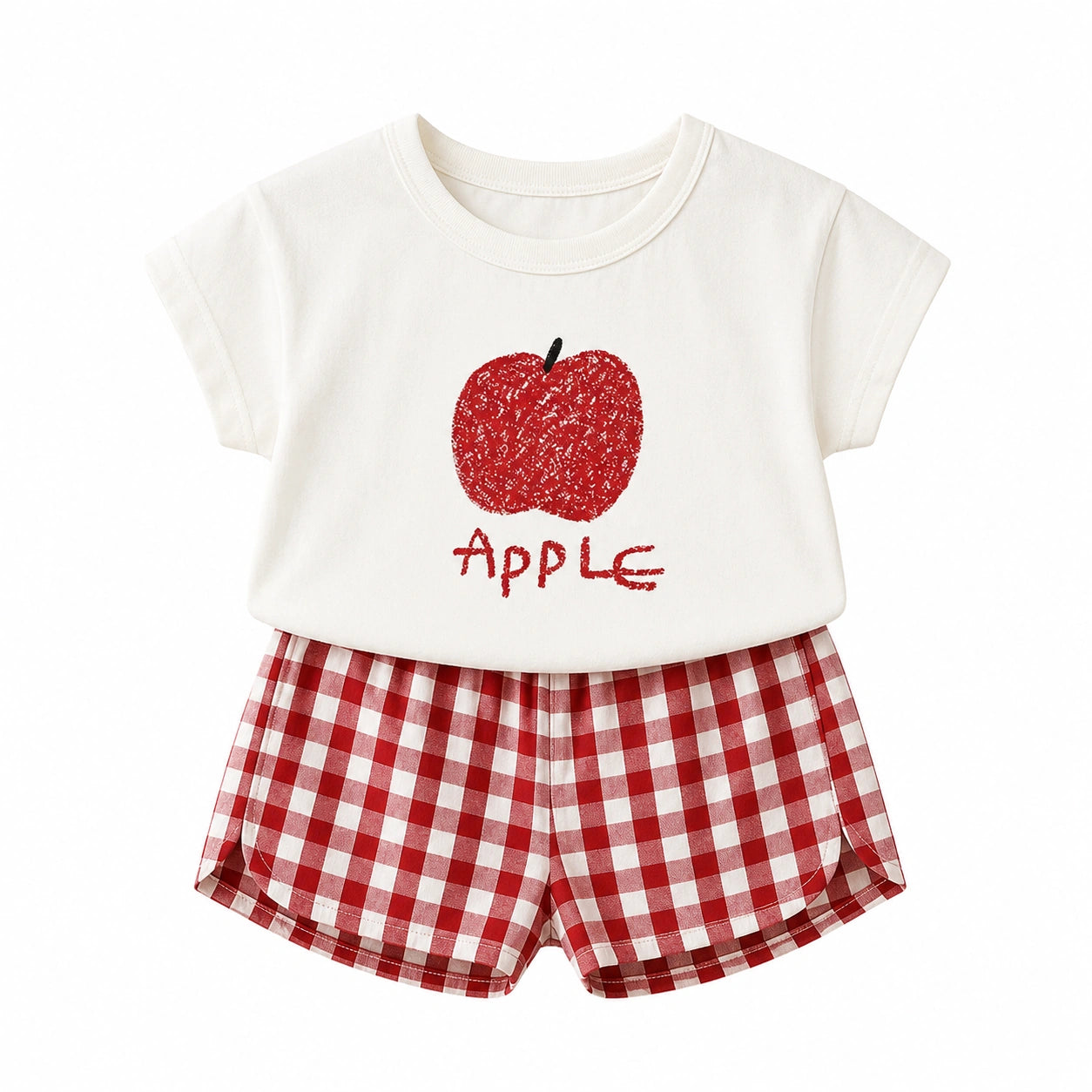 Ensemble bébé pomme avec t-shirt et short rouge
