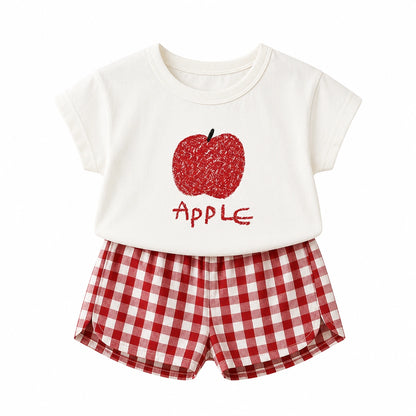 Ensemble bébé pomme avec t-shirt et short rouge