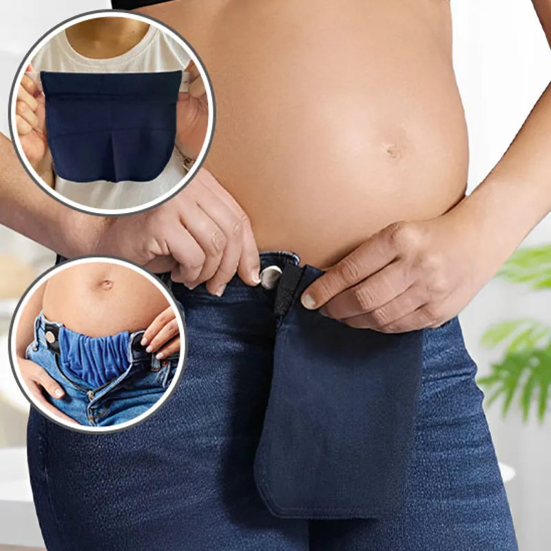 Rallonge pantalon maternité bleue extensible réglable pour grossesse