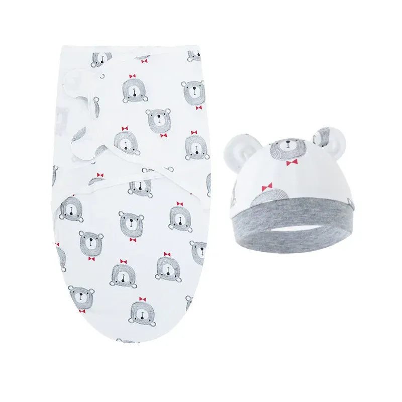 Gigoteuse bébé motif oursons gris avec bonnet à petites oreilles
