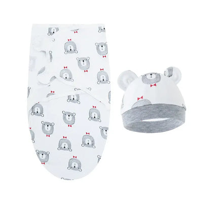Gigoteuse bébé motif oursons gris avec bonnet à petites oreilles