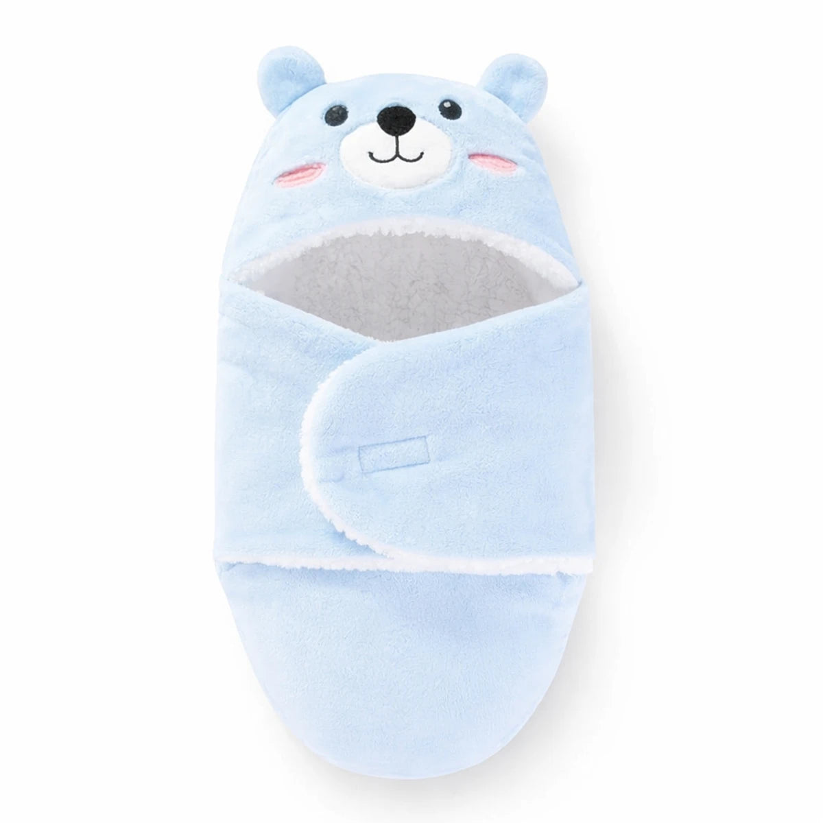 Gigoteuse bébé bleue motif ours, enveloppante et douce, idéale pour nouveau-né
