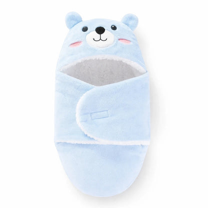 Gigoteuse bébé bleue motif ours, enveloppante et douce, idéale pour nouveau-né