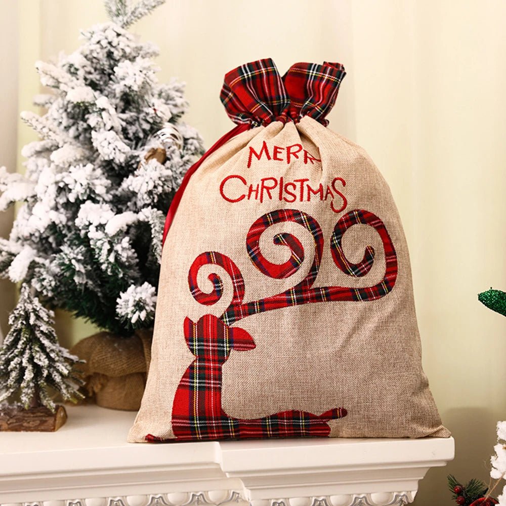 Grand sac cadeaux de Noël - Cigogne et bébé