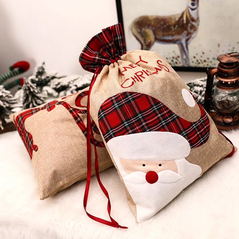 Grand sac cadeaux de Noël - Cigogne et bébé