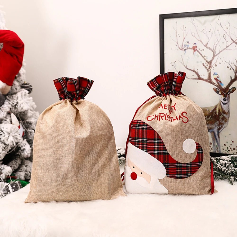 Grand sac cadeaux de Noël - Cigogne et bébé
