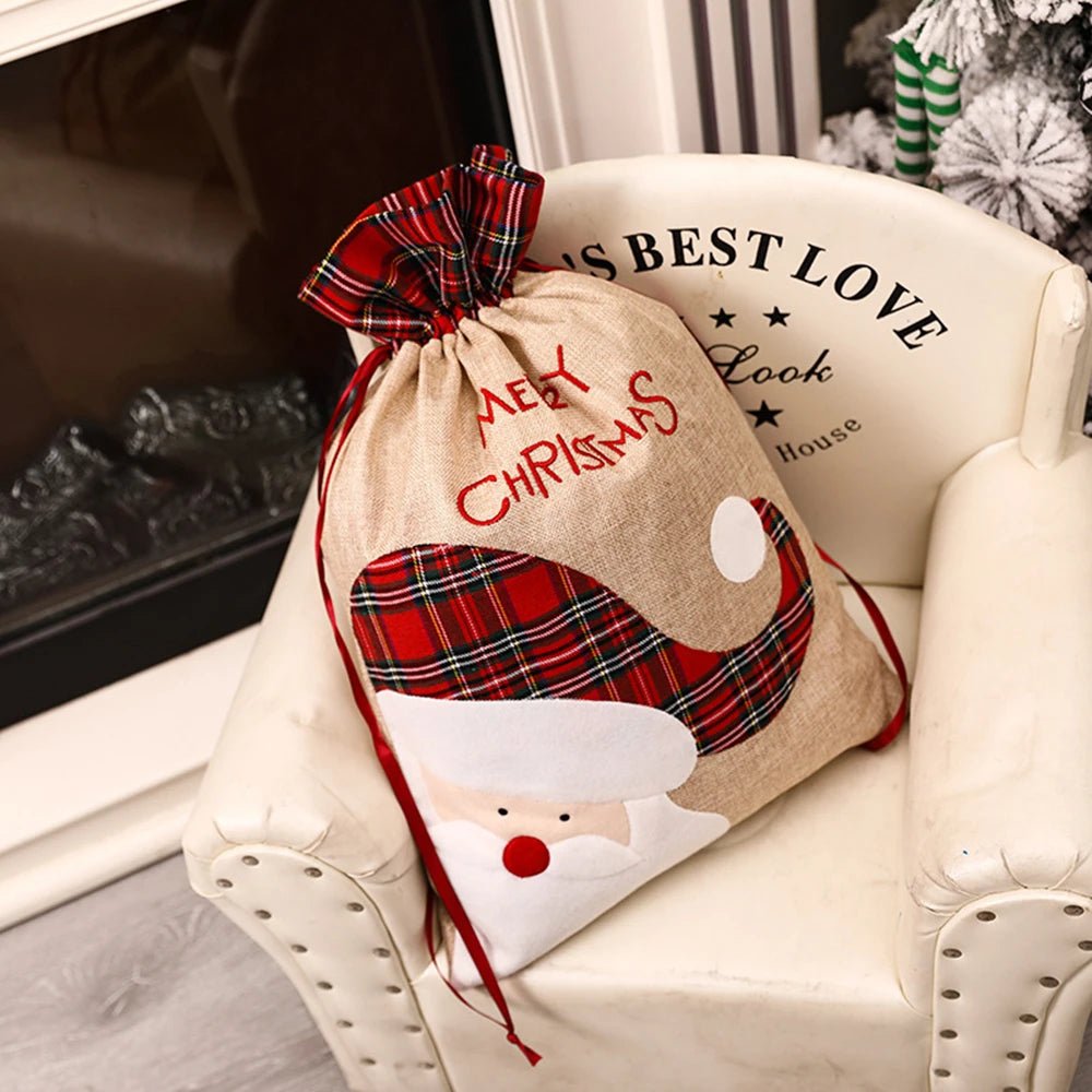 Grand sac cadeaux de Noël - Cigogne et bébé