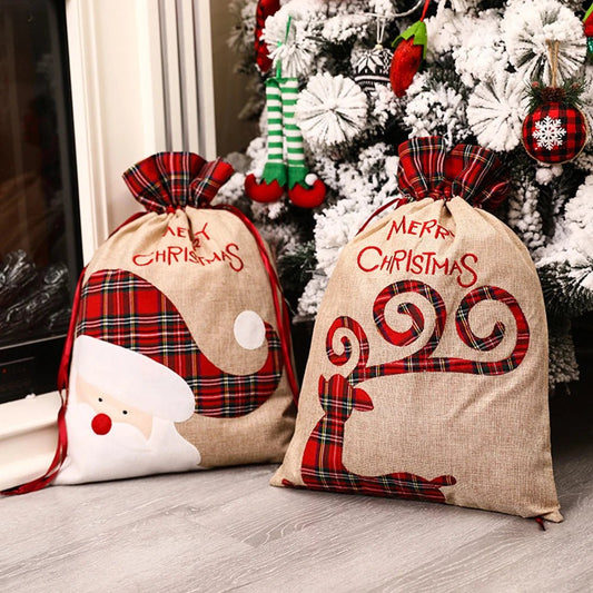 Grand sac cadeaux de Noël - Cigogne et bébé