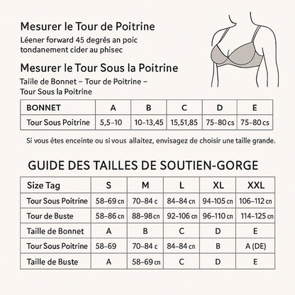 Tableau guide des tailles soutien-gorge allaitement 