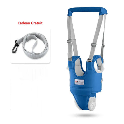 Harnais de marche bébé bleu avec ceinture ajustable