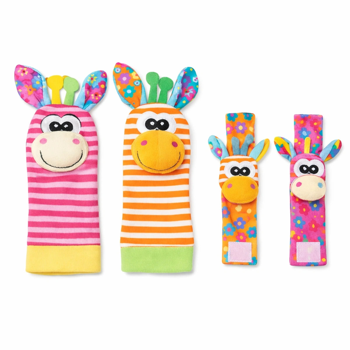 Hochet bébé animaux d’éveil sensoriel en peluche avec bracelets pieds et mains, jouet naissance