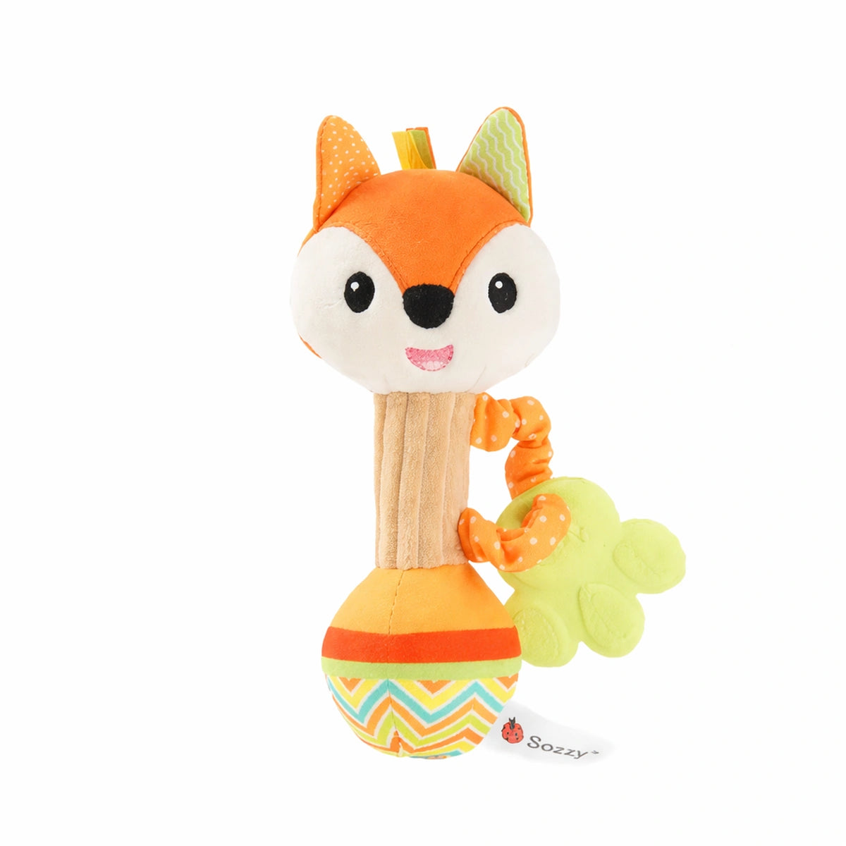 hochet bébé renard sensoriel jouet éveil peluche douce anneau dentition silicone