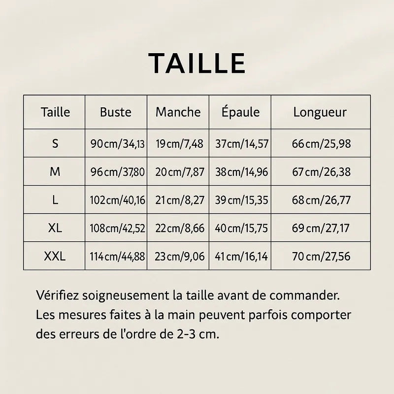 Guide des tailles t shirt allaitement maternité S à XXL