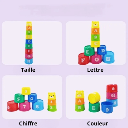 Jeu d'empilement pour enfants - Cigogne et bébé