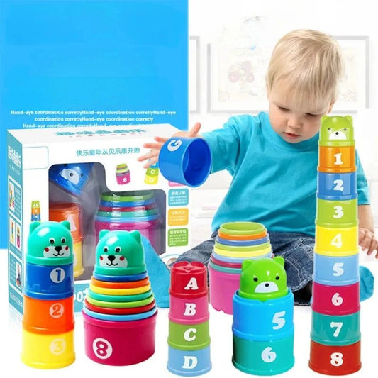 Jeu d'empilement pour enfants - Cigogne et bébé