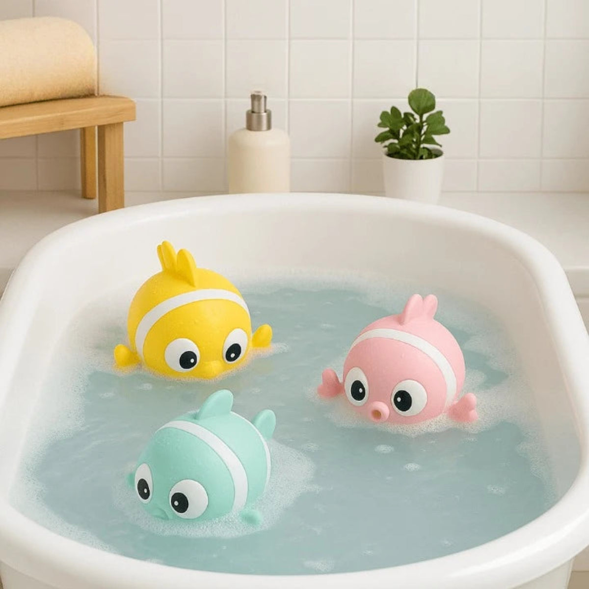 jouet de bain bébé poisson flottant coloré lot de 3 jouets baignoire bébé sécurité plastique pp
