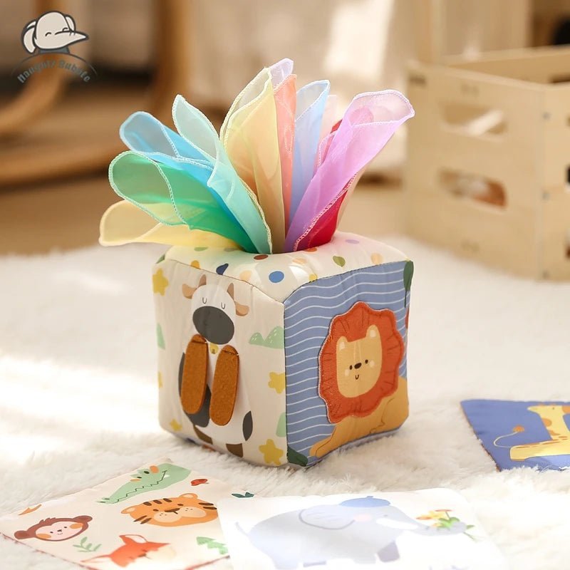 Jouet bebe boîte à mouchoirs colorée