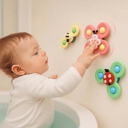 Jouet ventouse bébé rotatif – Spinner sensoriel éducatif- 3 pièces