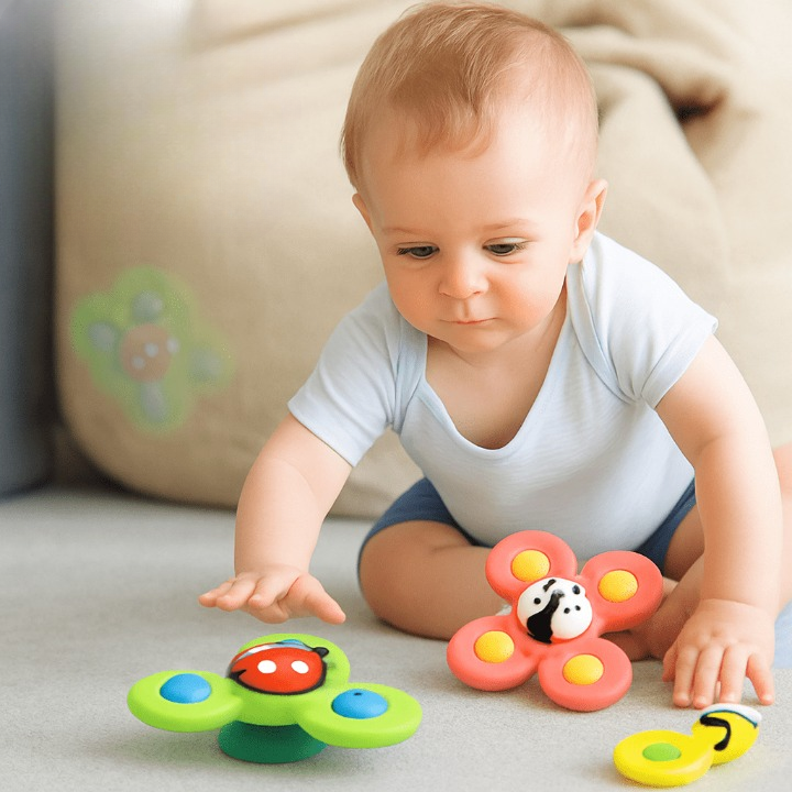 Jouet ventouse bébé rotatif – Spinner sensoriel éducatif- 3 pièces