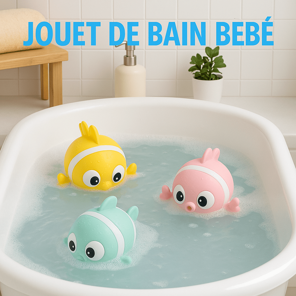 Jouet de bain flottant pour bébé - Cigogne et bébé
