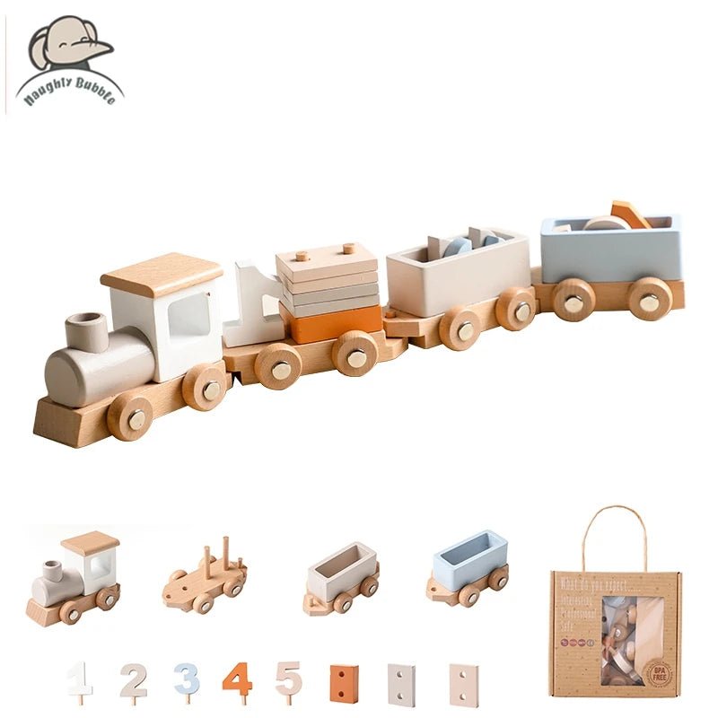 Jouet en bois - Cigogne et bébé
