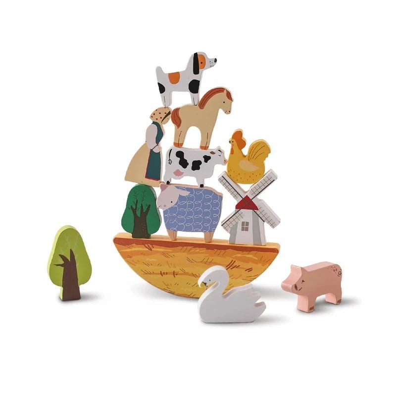 Jouets empilables Montessori - Cigogne et bébé