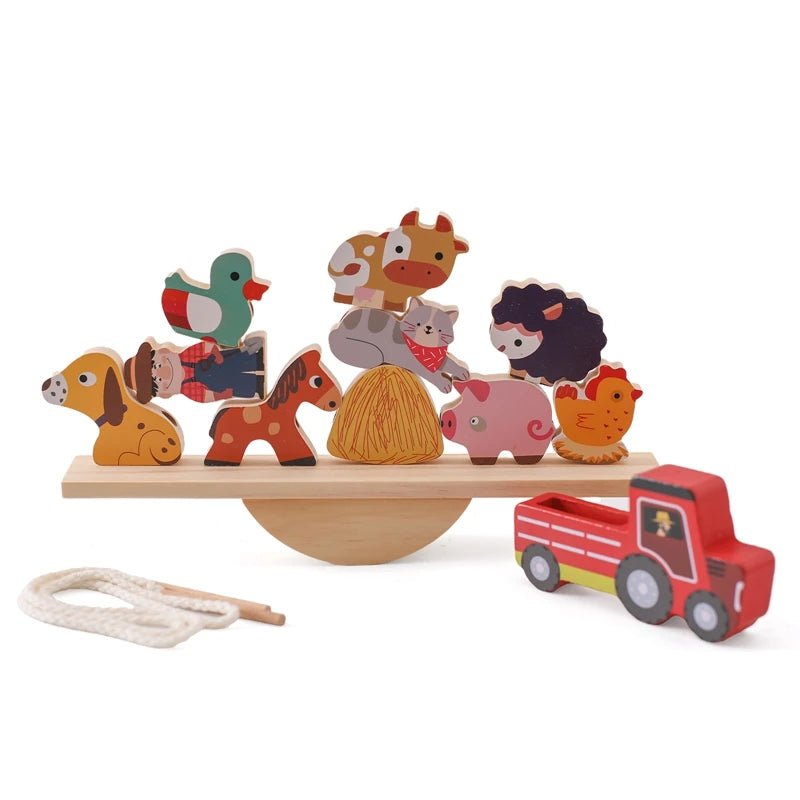 Jouets empilables Montessori - Cigogne et bébé