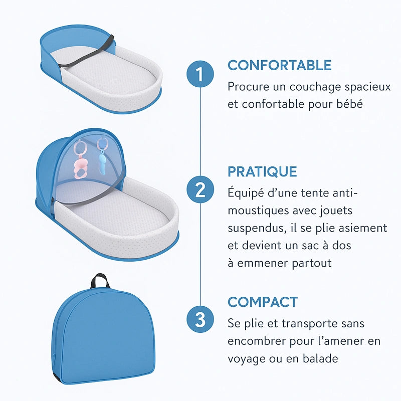 Lit bébé voyage confortable offrant espace et douceur au nouveau-né