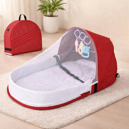 lit bébé voyage pliable portable rouge avec moustiquaire berceau bébé compact léger transportable