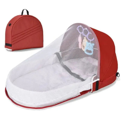 Lit bébé voyage pliable rouge pratique et léger pour voyage