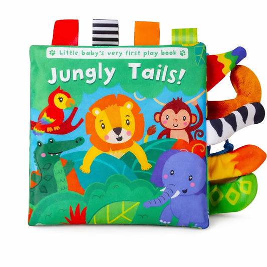Livre sensoriel bébé en tissu jungle avec animaux colorés et textures interactives, livre d’éveil tactile pour développement sensoriel et motricité fine bébé