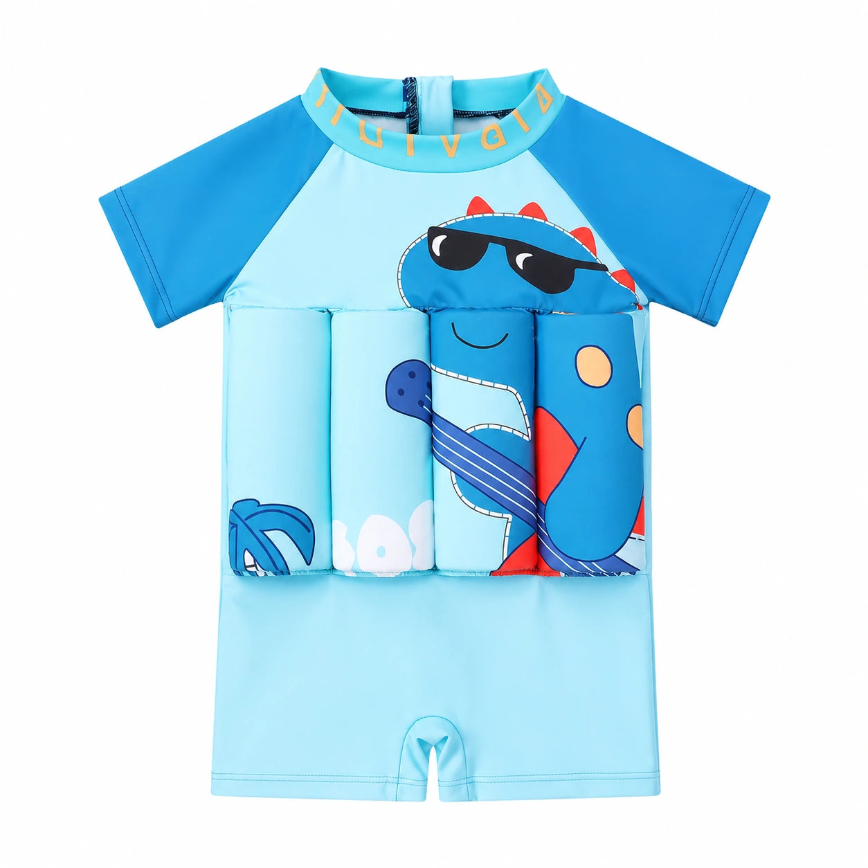 Maillot de bain flottant bébé dinosaure bleu avec lunettes
