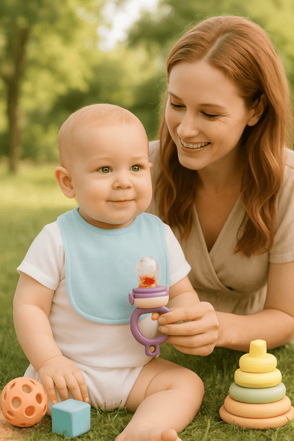 Mangeoire à fruits pour bébé - Cigogne et bébé