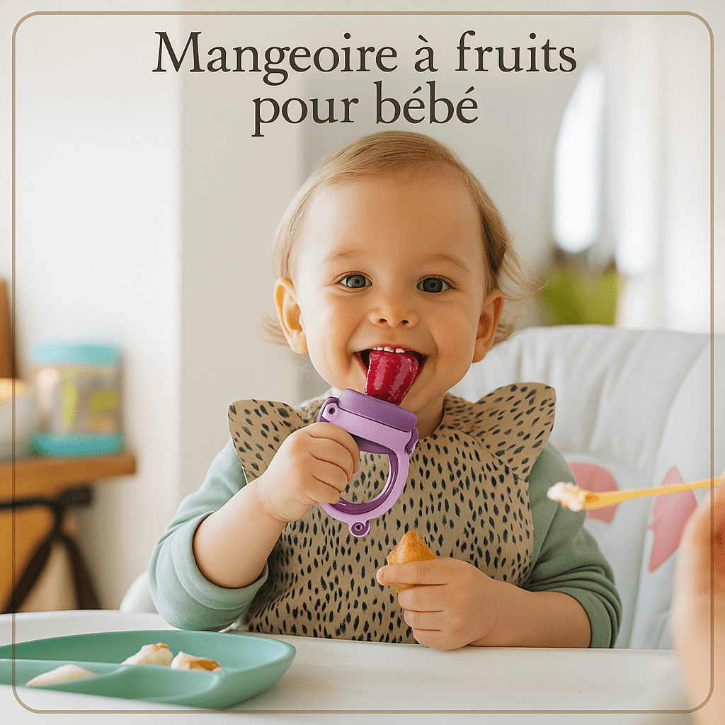 Mangeoire à fruits pour bébé - Cigogne et bébé
