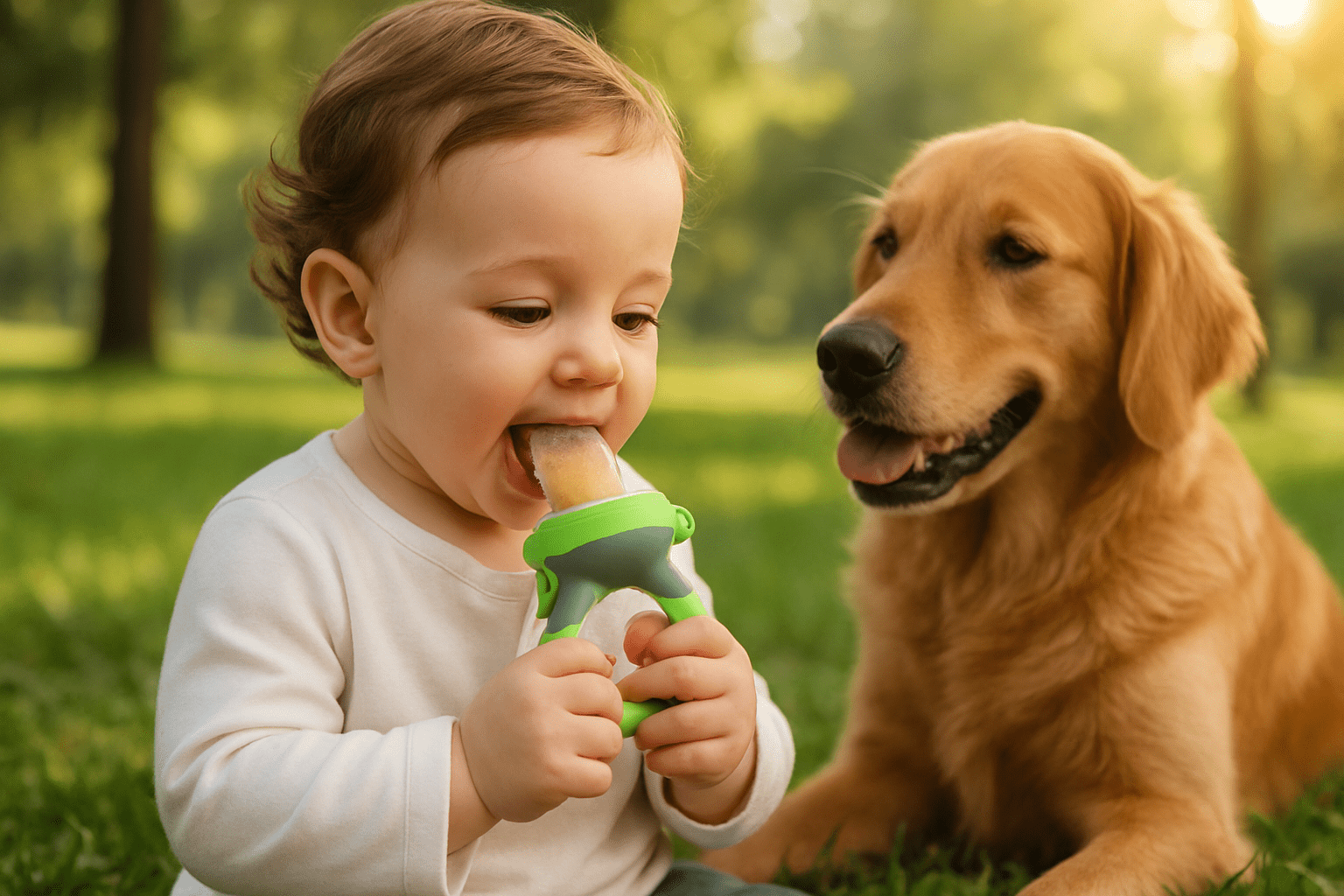 Mangeoire à fruits pour bébé - Cigogne et bébé
