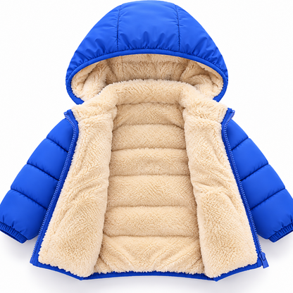 Manteau enfant bleu à capuche avec doublure sherpa douce et chaude