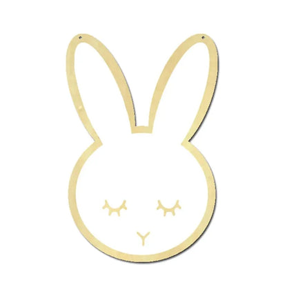 Miroir décoratif lapin en bois naturel, idéal pour chambre bébé fille ou garçon.